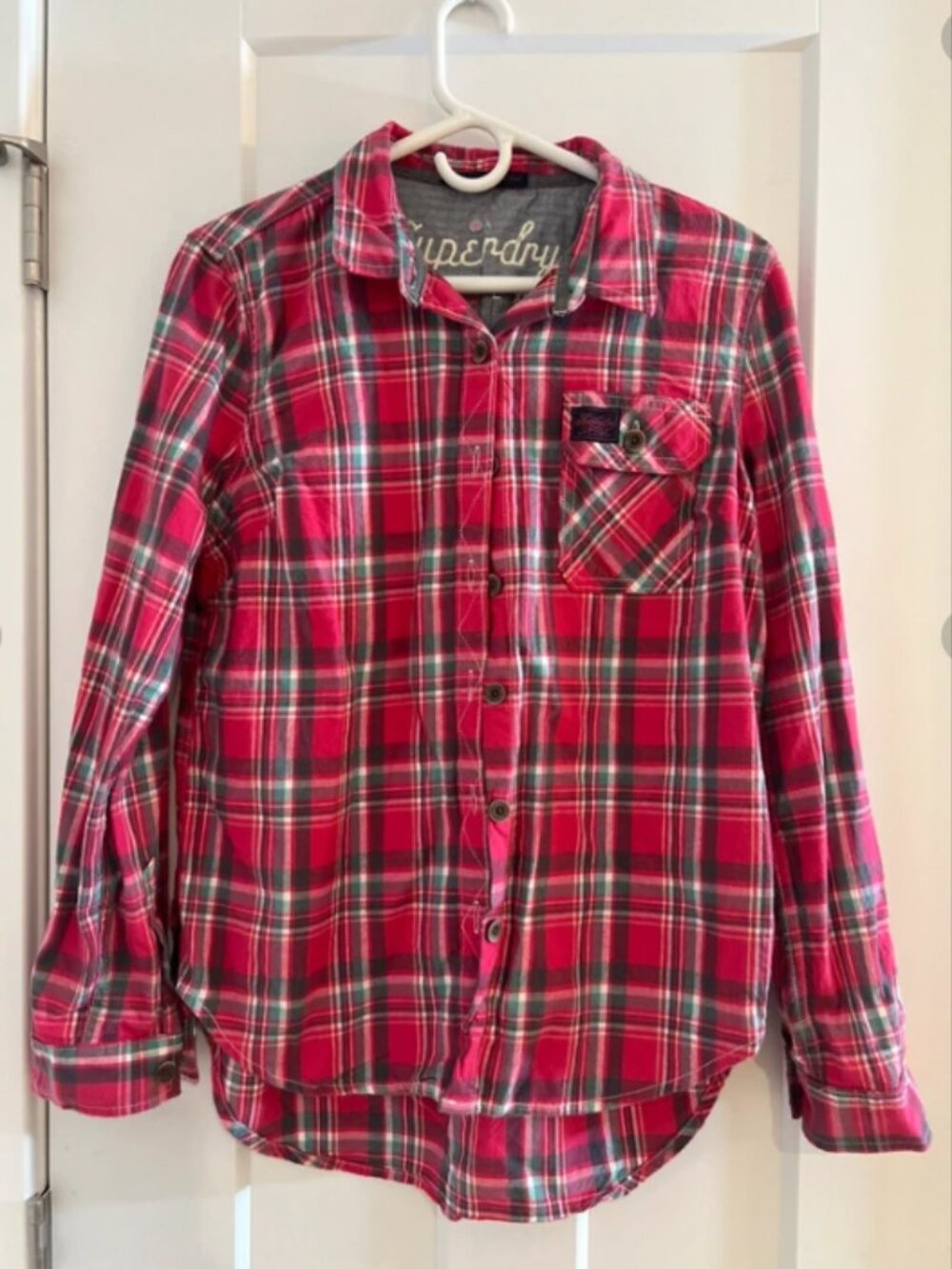 Superdry pink plaid shirt